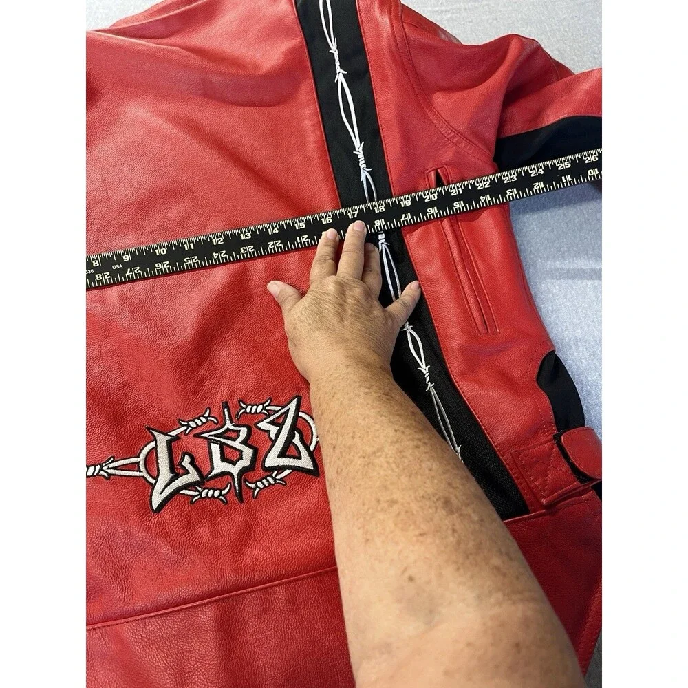LBZ Motorcycle  Jacket Armored Red Leather Men’s XL Zip Out Lining Biker